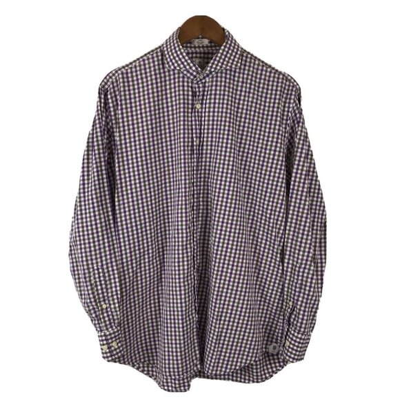 Peter Millar Shirt Mens‎ Large Button Up Long Sleeves Purple Check Preppy Office - Picture 2 of 9
